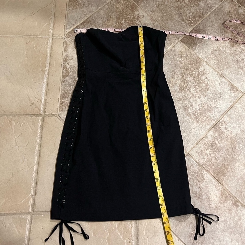 🆕 Express strapless lace up sides mini dress stretchy size 4 black - Picture 5 of 14